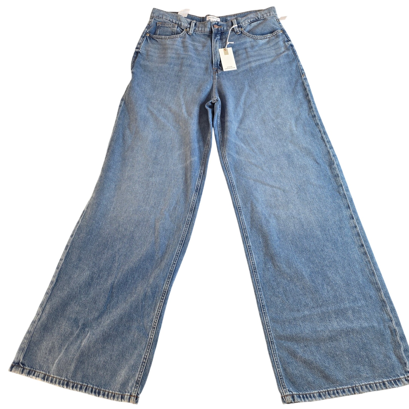 Good American Ease Jeans Womens 6/28 Blue New Relaxed Mid Rise Wide Leg Tall